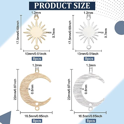 BENECREAT 32Pcs 4 Styles Raw Brass Charm Connectors - Image 2