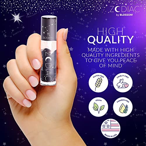 Blossom Zodiac Sign Vanilla Scented Moisturizing Roll-On Lip Gloss With Crystals, Made In Usa, 0.20 Fl. Oz./5.9Ml, Scorpio #TOP2