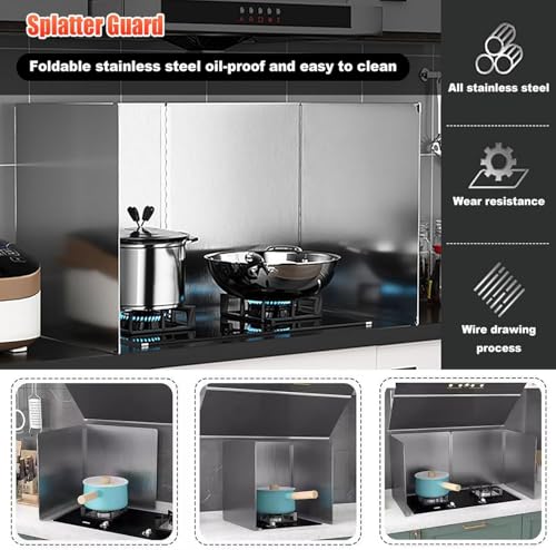 Pantalla antisalpicaduras de aceite con paneles plegables y antiadherentes 4