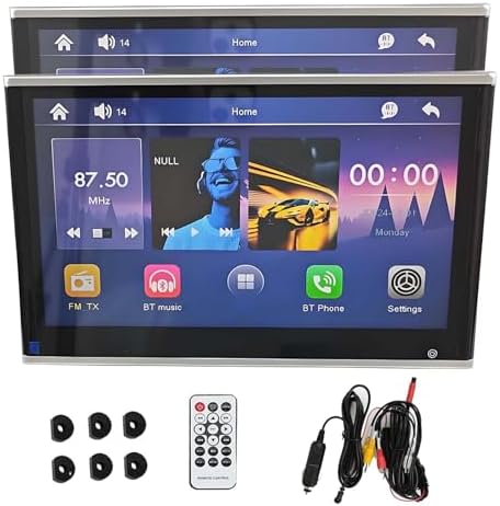 2pcs 11.6" Car Headrest Monitors, 4K 1080P Portable Video Players with Ambient Lighting, AV Input/Output, USB/TF Support, Cordless Phone Mirroring, Back Seat Entertainment