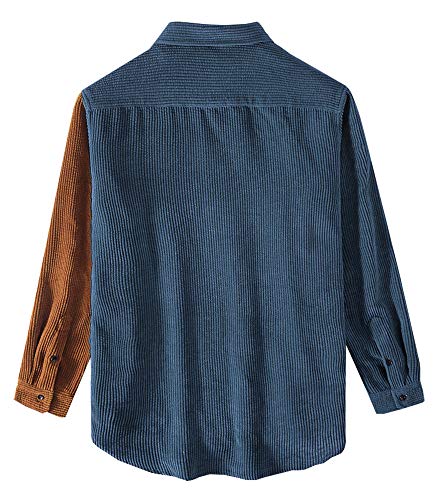 Kedera Mens Corduroy Patchwork Shirts Casual Button Up Long Sleeve Jacket Coat2