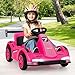 OLAKIDS Electric Go Kart for Kids, 6V Battery Powered Drift Kart with Remote Control, Power Display, Bluetooth, Story, Music, 3-Point Safety Belt, Crazy Cart for Boys Girls Aged 3+ (Pink)