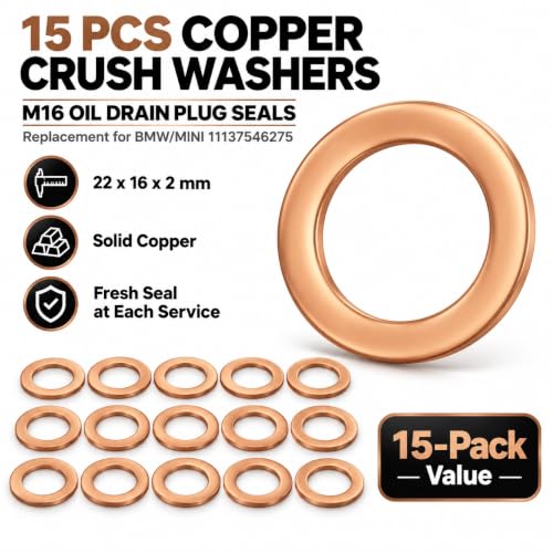 Image of 15pc M16 Oil Drain Plug Crush Washer 11137546275 Replacement for BMW /MINI