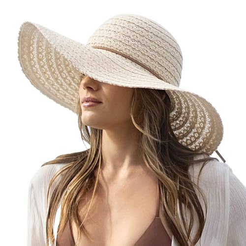 Sun Beach Hats Women, Floppy Summer Hats with Wide Brim, Packable Sunhat for Women Foldable