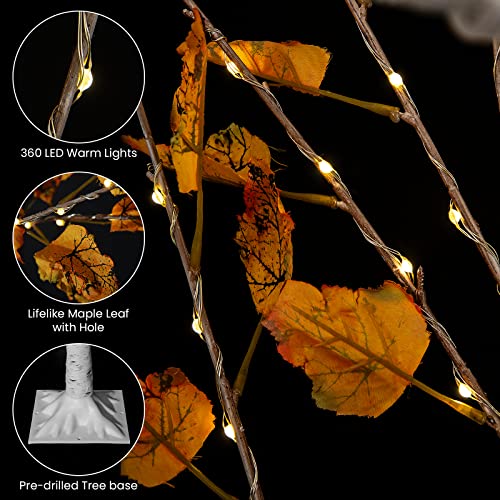 Recaceik Light Fall Maple Trees With 360 Leds, Set Of 3 Artificial Pre-Lit Led Christmas Tree Maple Leaf 4' 5' 6' For Autumn Fall Decor Halloween Thanksgiving Festival Wedding Party, White #TOP4