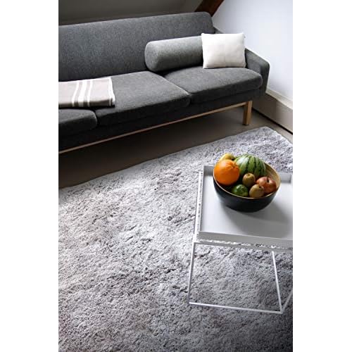 floor factory Moderner Teppich Delight Silber grau 120x170cm - edler Designer Teppich mit flauschig weichem Flor