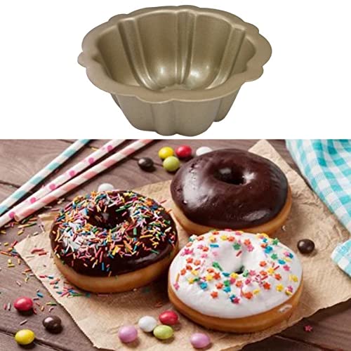 Mantouxixi 4 Pack Gold Color Mini Bundt Cake Pan, 4 Inch Nonstick Fluted Tube Cake Pans, Oven Baking Mold Metal Round Pumpkin Shaped Cake Mould For Bundtlet Bavarois Cupcake Muffin Brownie Pudding #TOP4