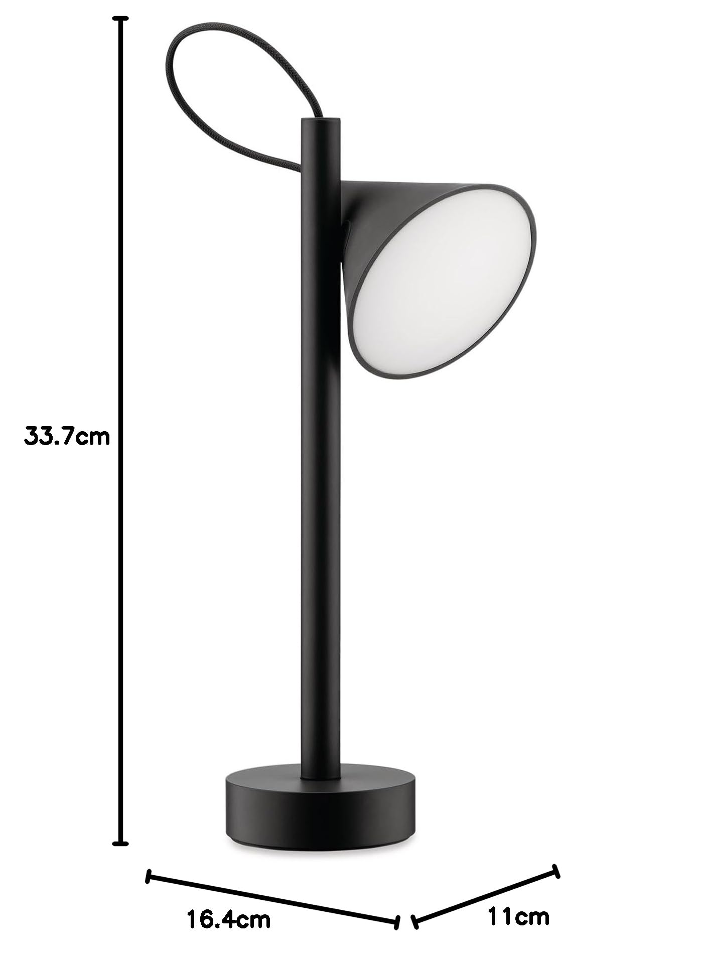 Alessi Tsumiki ME01 B - Lampada Portatile Magnetica, Batteria Ricaricabile con cavo USB-C, in Metallo e Resina Termoplastica, Luce a LED 3.5W 5V, Nero