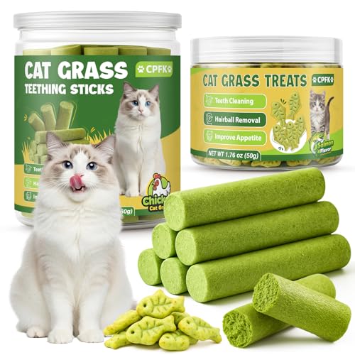 Cat Grass Sticks, 60 g Cat Grass Teething Stick and 50 g Cats Tre...