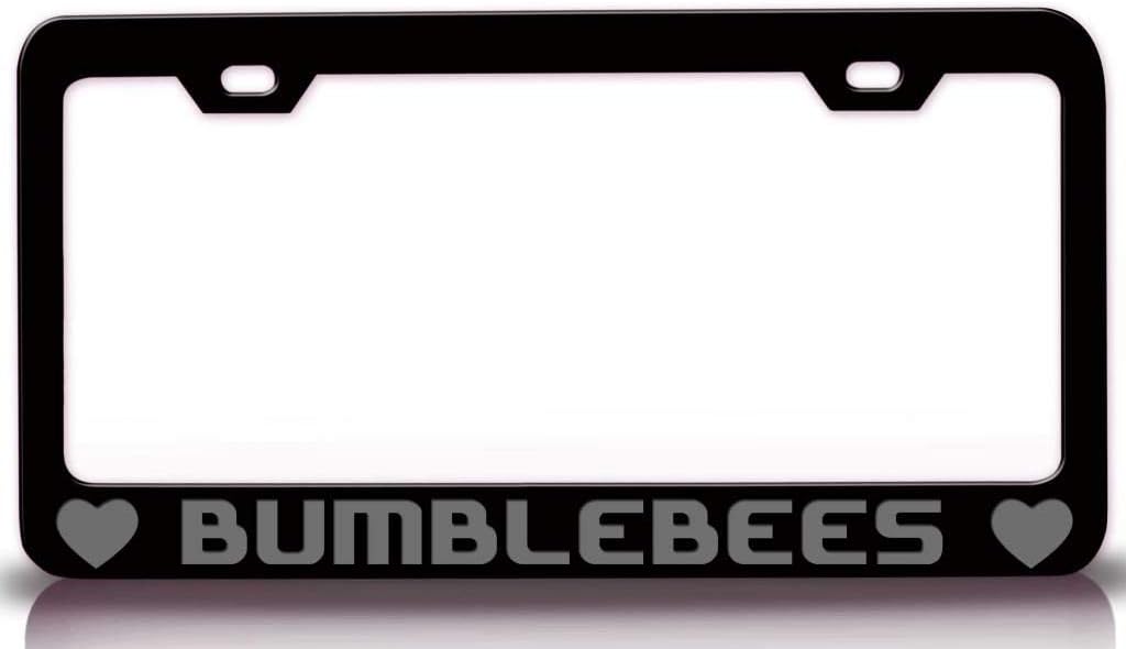 BUMBLEBEES w/Heart Metal Car SUV Truck License Plate Frame Holder Bl u1