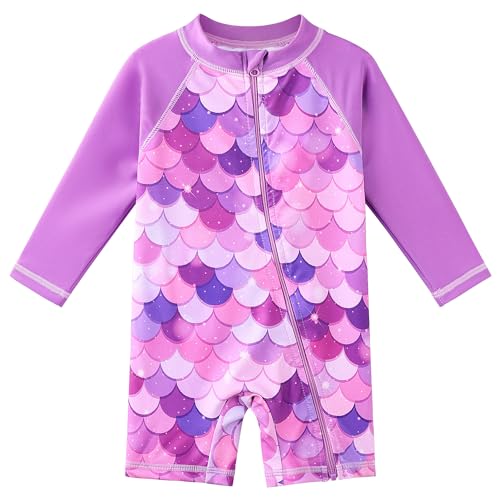 Image of XFGIRLS Baby /Toddler Girls Swimsuit Long Sleeve One-Piece Bathing Suit Rash Guard
