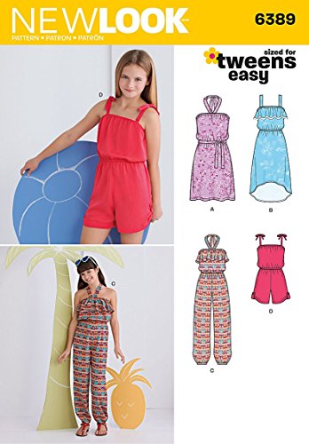 Simplicity New Look Sized For Tweens Easy Pattern 6389 Girls Sundress And Romper Sizes 8-10-12-14-16,White #TOP1