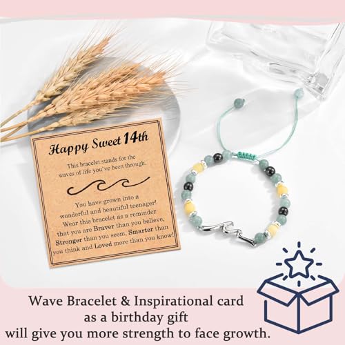 13 14 15 16 17 18 21 Year Old Birthday Gifts for Girls, Wave Birthday Bracelet Gifts with Birthday Card for Teen Girls Her Daughter Granddaughter Niece Friends4