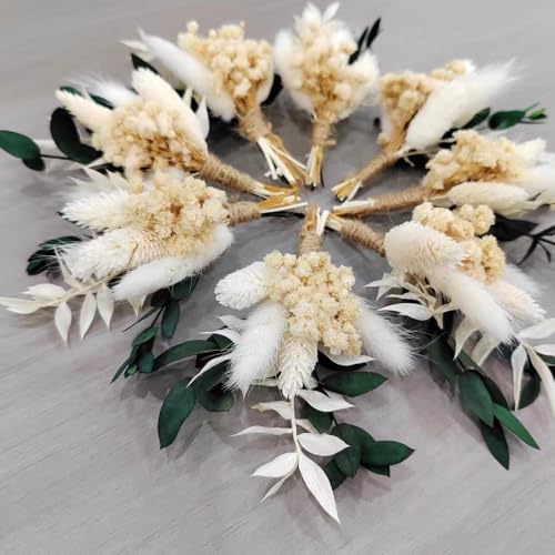 Ramo decorativo mini pampas seco 8 piezas miniatura 3