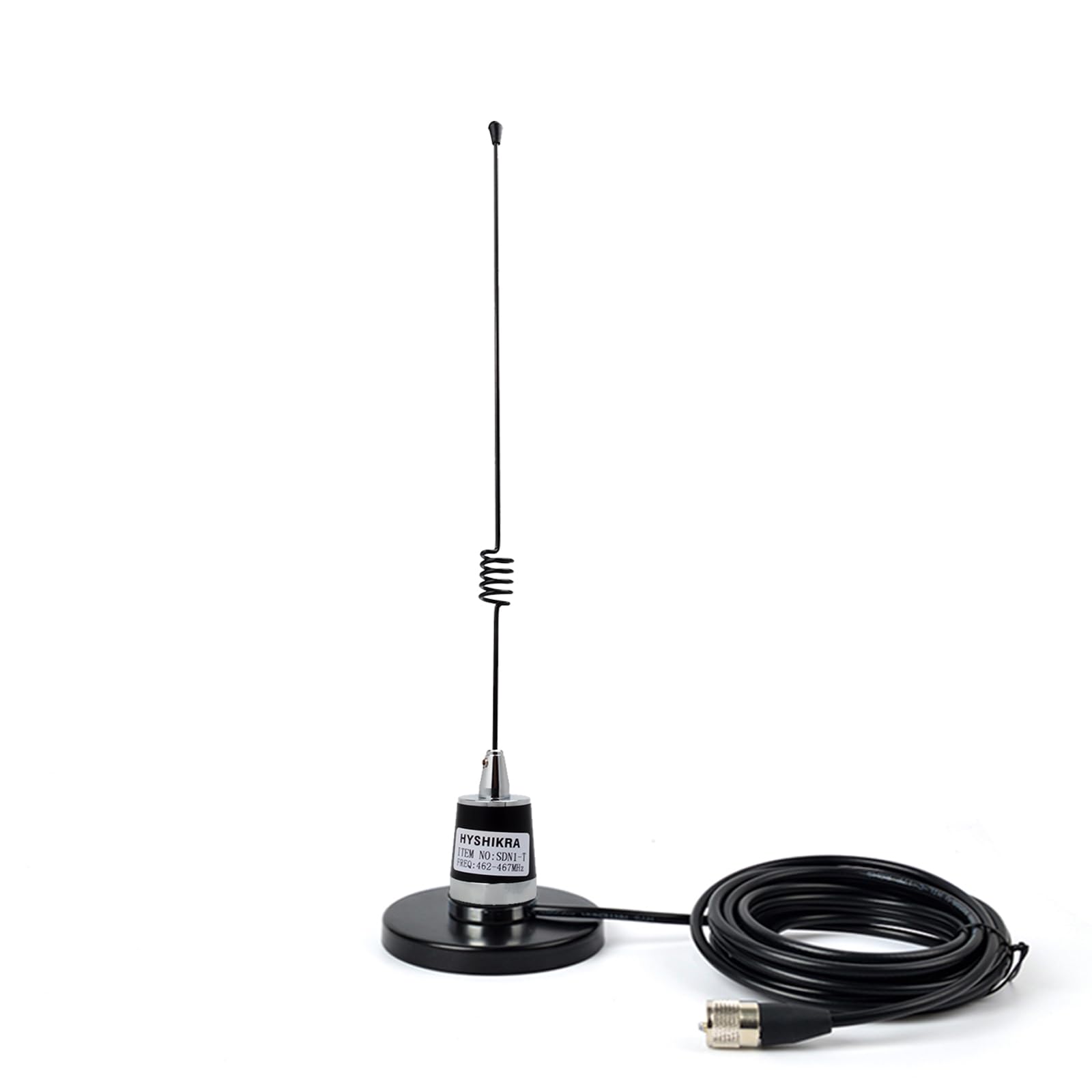 HYSHIKRA GMRS NMO Antenna, 462-467Mhz 17.7Inches UHF Whip Antenna with Heavy Duty NMO Magnetic Mount Magnet Base 5meter(16.4ft) RG58 Coax Cable for Yaesu Kenwood Midland Mobile Transceiver