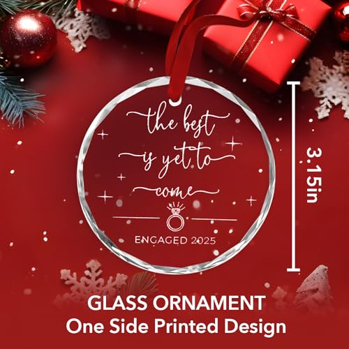 Engagement Gifts for Couples - Glass Christmas Ornament, Personalized Gifts for Newly Engaged Couples, Happy Engagement Ideas for Her, Bride to Be - Engaged for Her, Friends