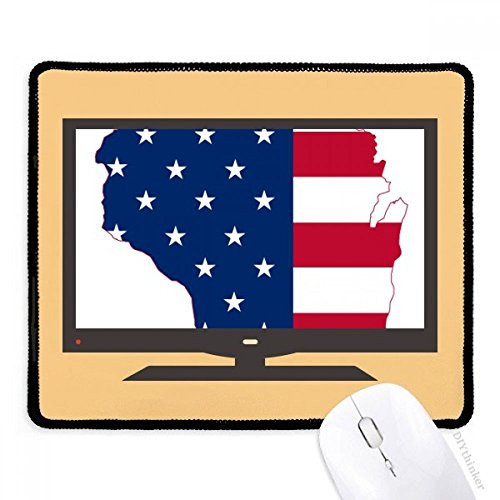 Alfombrilla de ratón de Wisconsin America con mapa de estrellas y base de goma