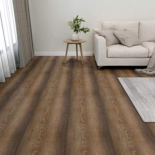 LAPOOH Lamas para Suelo Autoadhesivas 55 Piezas PVC 5,11 m² marrón, Suelo Autoadhesivo, Tarima Flotante para Suelos, Parquet Laminado para Suelo, Vinilico Click, Piso De Autoadhesivo