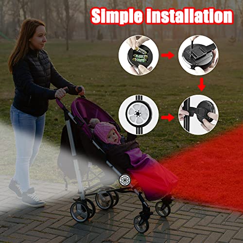 Jooheli Kinderwagen Licht, 2 Stück Kinderwagenlicht mit 3 Lichteffekten, Buggy Wasserdicht Blinklicht mit Klettverschluss und Akku, Kinderwagen Beleuchtung,Kinderwagen Zubehör