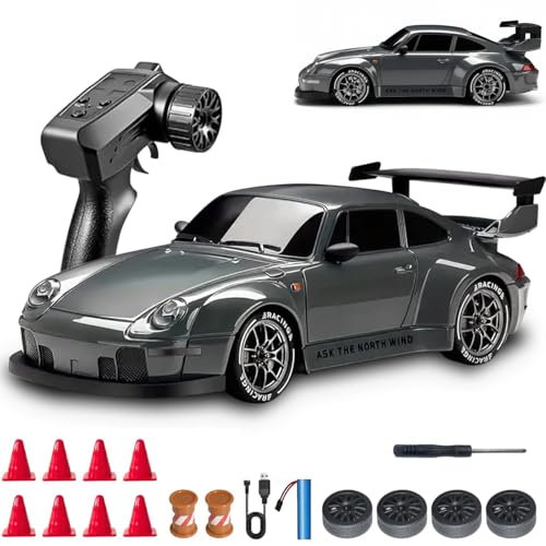 Drift RC Car 1:24 Scale 4WD High-Speed Remote Control Racing Car with LED Flashing Lights All-Terrain Dual Tires USB Charging & Accessories for Ultimate Drifting Fun