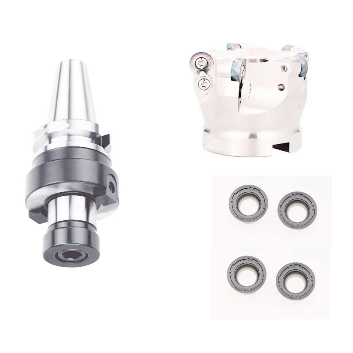 End face milling Cutter Set, BT30-FMB22-45 +EMR5R-50-22-5T， Milling Diameter 50mm, 5 Edges, Installation Inner Hole 22mm. Comes with 50pcs milling Inserts RPMT10T3MO