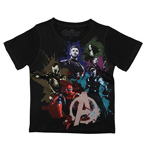 Image of Marvel Avengers by Wear Your Mind Boy's Regular Fit T-Shirt (DMA0041.2 Black4 3 4 Years)