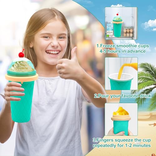 Slushie Maker Cup – DIY Magic Quick Frozen Smoothies Becher für hausgemachte Milchshake-Eismaschine, Kühlbecher, doppellagiger Squeeze Slushy Maker Cup, Geburtstag lustige Geschenke für Kinder & – Bild 6