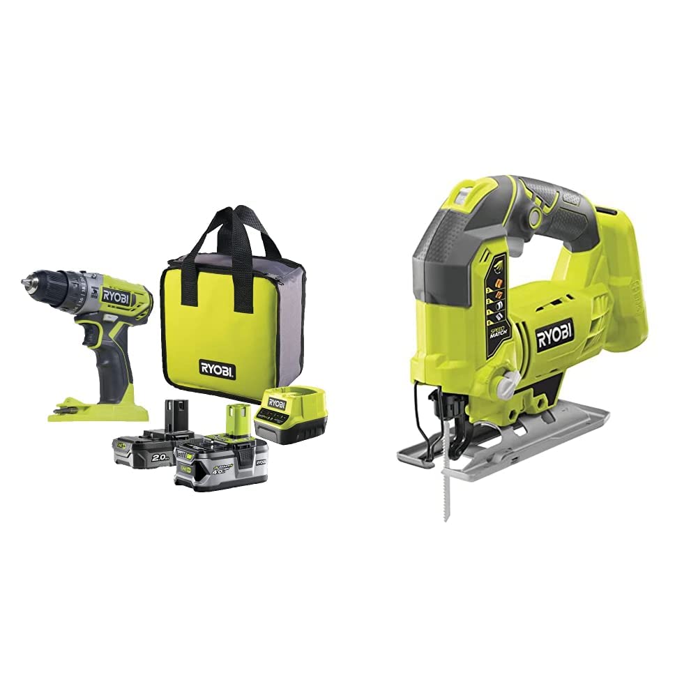 Perceuse-visseuse à percussion RYOBI 18V ONE+ et sa scie sauteuse sans fil