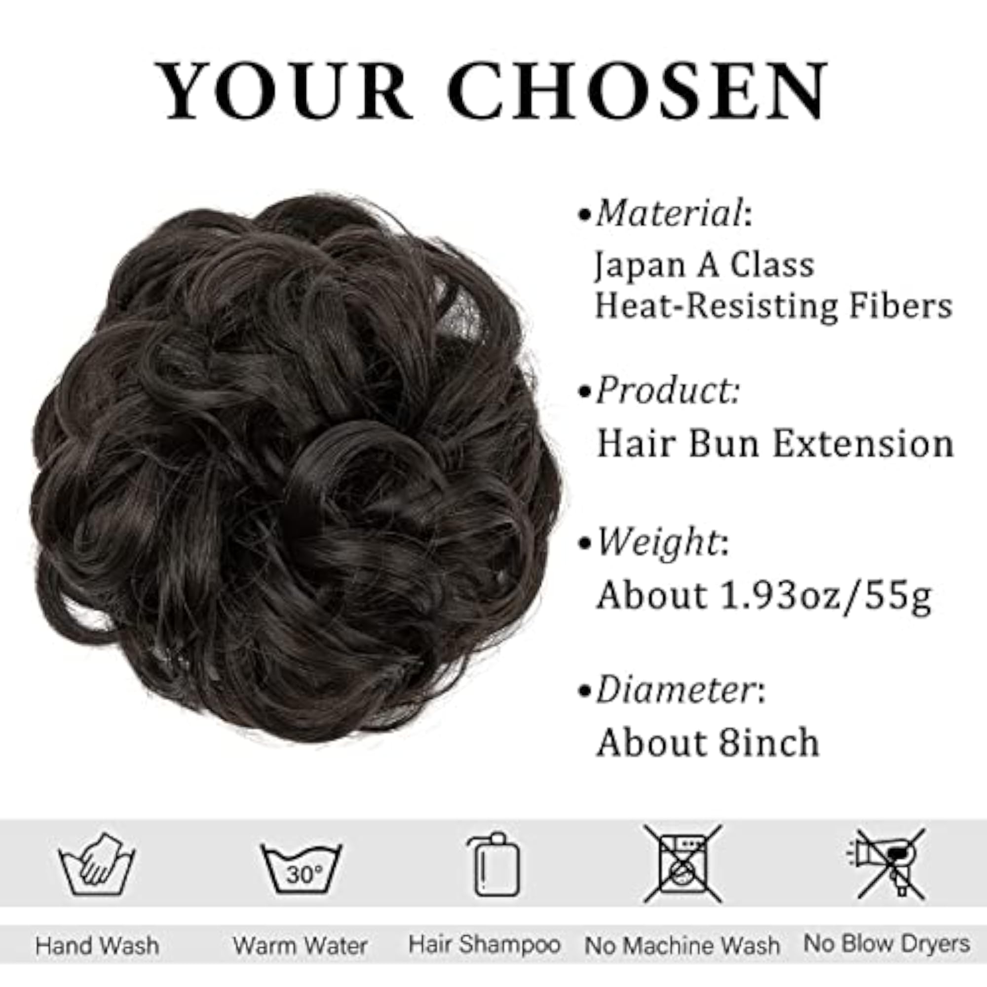 Messy Bun Hair Piece Wavy Curly Chignon for Women