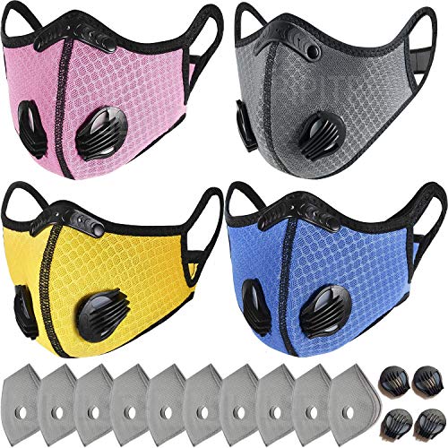 PIPITREE 4 Pcs Motorcycle Face Masks for Men Women Half Face Mask Sun UV Dust Wind Protection Breathable Rave Face Scarf Neck Gaiter for Biker Riding