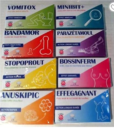 Lot De 8 Boites Bonbons A Sucer Faux Médicaments Humoristique Attention les modeles de la collection peuvent varies selon le stock