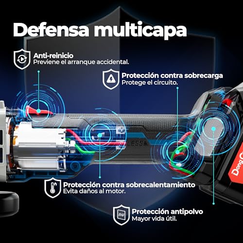 Amoladora angular DongCheng 20V de 125mm inalámbrica con discos de corte 7