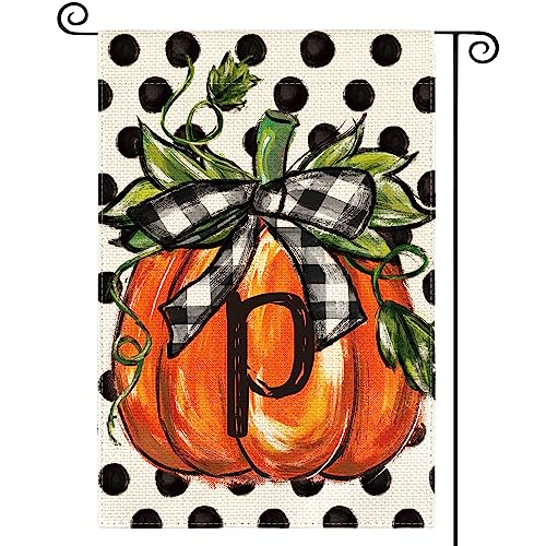 Drapeau d'automne monogramme initiales de famille décoration de cour pour célébrer la récolte