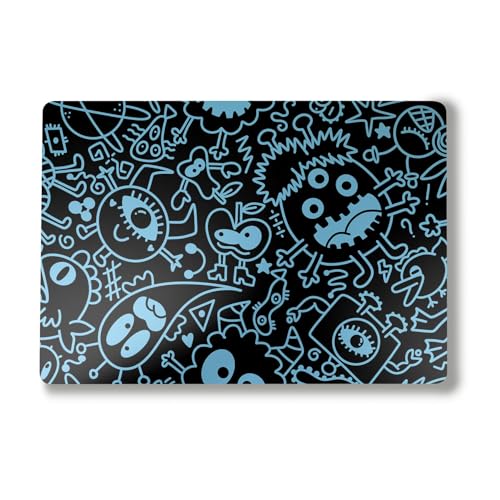 Image of Laptop Skin Compatible with Alienware M18 R2 (2024) - Dark Monster Doodles - Premium 3M Vinyl Protective Wrap Decal Cover - Easy to Apply | Crafted in The USA by MightySkins