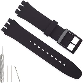 Silicone Band for Swatch 17mm 19mm 20mm, Replacement Waterproof Wristband Watch Strap for Swatch 20mm/19mm/17mm for Women Men