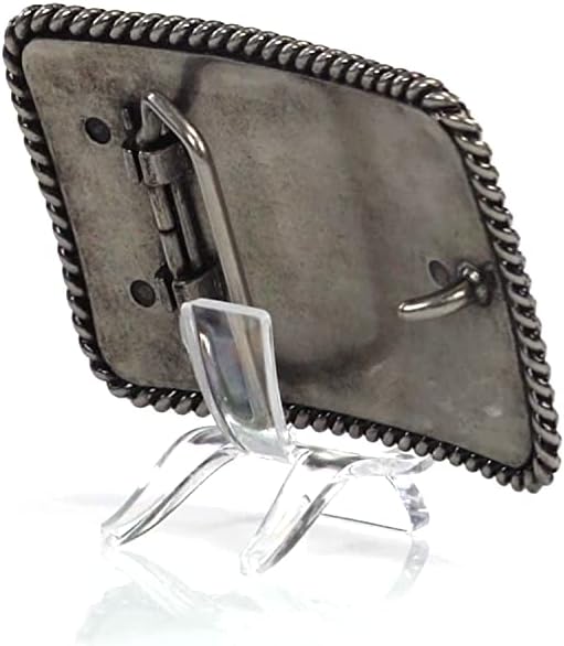 ARIAT Rectangle Buckle with Embroidered USA Flag Patch, Stylish Rope Edge, Brown/Tan/Ivory, 3-3/8" x 2-1/4"