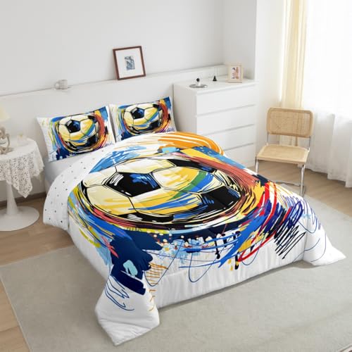 Image of Feelyou Soccer Bedding Set Queen Size for Kids