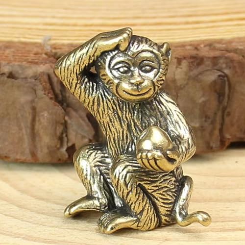 Brass Statues Small Brass Metal Statue Ornament Monkey Home Office Decor Gifts (2PCS)