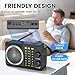 PRUNUS J-135 AM FM Radio Portable Bluetooth,Solar/AA Battery Operated/USB-C Emergency Radio with Flashlight, Transistor Radios Support TF Card/USB Playing,Large Knob Easy to Use Gifts for Mom