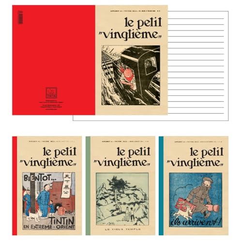 Tintin set de 4 carnet de notes Le Petit vingtième cahier ecriture format A5 54395