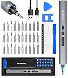 Mini Electric Screwdriver Set Upgraded: UnaMela Small Electric Precision Screwdriver Cordless - 30 S2 Bits, 3 Torque Settings, 4 LED Lights, Power Screwdriver Repair Tool Kit for PC RC Electronics