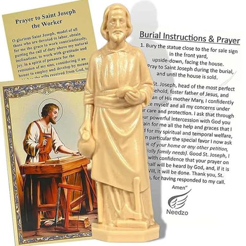 Xiciki Statuette St Joseph pour la vente de maisons, ensemble complet avec cartes d'instructions et prière, statue de St Joseph à vendre maison, statue de...