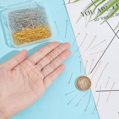 Miniatura 4 de Unicraftale 500 Pieza De Alfileres Con Cabeza De Bola De Latón Alfiler De Cabeza Recta De 20 50 Mm Alfileres De Ojo De Metal De 2 Colores Alfileres De Extremo Para Fabricación De Joyas Artesanales