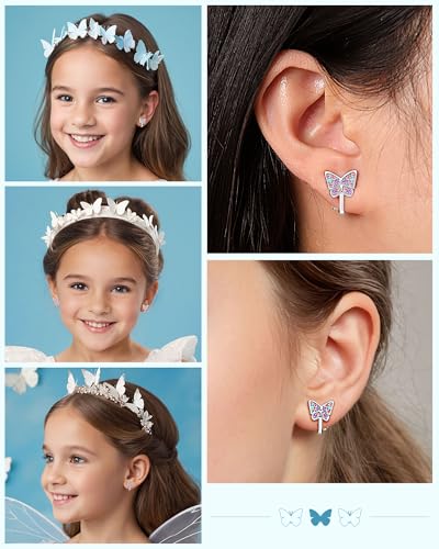 Hypoallergenic Cute Butterfly Clip on Earrings for Granddaughter Daughter, Valentines Birthday Graduation Gifts for Kids Girls2