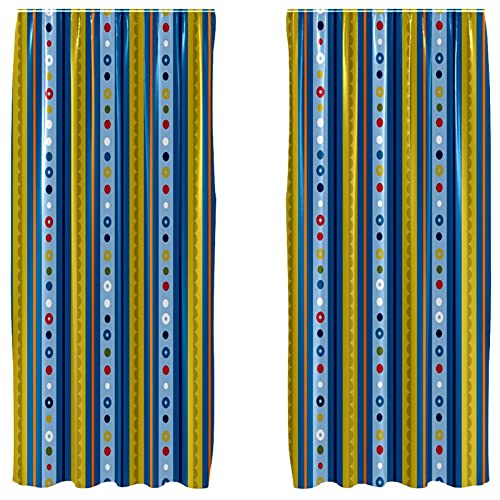 Rideaux occultants haut de gamme en microfibre rayée bleue