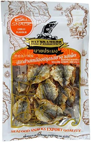 Nai Pramong Chilli Flavour Roasted Seasoned Yellow Stripe Trevally Fish Snack - 40g