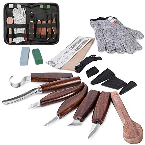 Wood Carving Tools Set,Detail Wood Knife,Hook Carving Knife Kit for Beginners,Trimming Knife for Spoon Bowl Cup Pumpkin Woodwork, Chip Carving Knife Kit,Square Handle Design(6pcs)