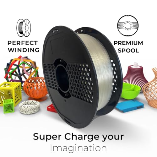 Image of NFIL3D Premium High Strength PLA+ Clear Glass 3D Printer Filament | Dimensional Accuracy + /- 0.015mm |1.75mm | Easy to Print, No Clogging,Smooth Finish,Tangle-Free |Compatible with All 3D Printers