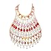 Damen Acryl Körper Kette Schmuck Geschirr BH Bikini durchbrochener Schulter Halskette Quaste Crossover Bauch Retro Nachtclub Edc Club Party Halloween Rave Kostüm (Gold SL0046)