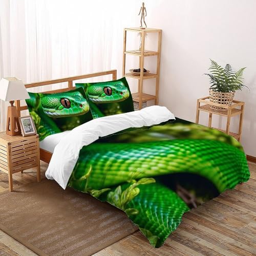 Housse de couette serpent animaux literie microfibre imprimé 3D lit 260x220cm